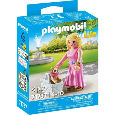 PLAYMOBIL Dame avec Chihuahua et panier de transport
