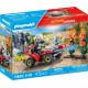 PLAYMOBIL Pompier avec Quad et Arbustes Enflammés
