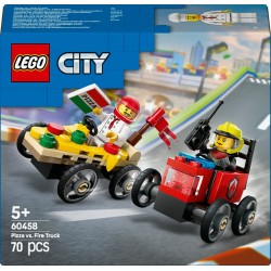 LEGO 60458 City Pack de Bolide de Course Camion de Pizza contre Camion de Pompiers