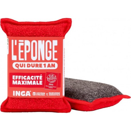 INGA Eponges Lavable Grattante Rouge Qui Dure 1 An
