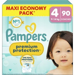 PAMPERS Couches bébés Prenium Protection 9-14Kg Taille 4 90 couches culottes
