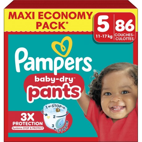 PAMPERS Couches Culottes Bébés Baby-Dry Pants 11-17Kg Taille 5 86 couches culottes