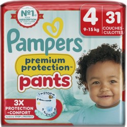 PAMPERS Couches Culottes Bébés Premium Protection Pants 9-15Kg Taille 4 x31 couches