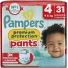 PAMPERS Couches Culottes Bébés Premium Protection Pants 9-15Kg Taille 4 x31 couches