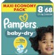 PAMPERS Couches Bébés Baby-Dry 17+Kg Taille 8 68 couches