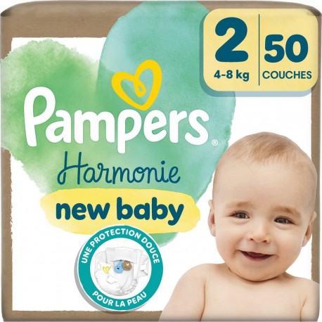 PAMPERS Couches Bébés Harmonie New Baby T2 4-8Kg 50 couches
