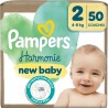 PAMPERS Couches Bébés Harmonie New Baby T2 4-8Kg 50 couches