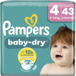 PAMPERS Couches Bébés Baby-Dry 9-14Kg Taille 4 43 couches