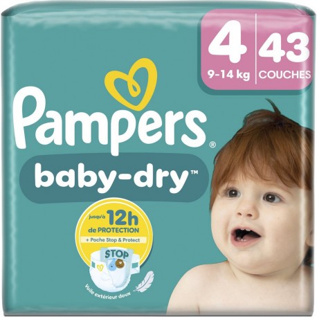 PAMPERS Couches Bébés Baby-Dry 9-14Kg Taille 4 43 couches
