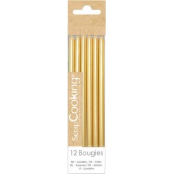 SCRAPCOOKING 12 Bougies Longues Dorées 12 Cm