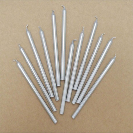 SCRAPCOOKING 12 Bougies Longues Argentées 12cm