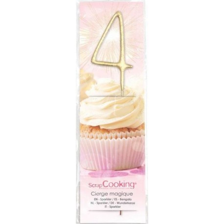 SCRAPCOOKING Bougie Magique 17,5 Cm Chiffre 4