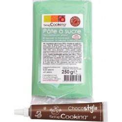 SCRAPCOOKING Pâte À Sucre Vert D'eau 250 G + Stylo Chocolat