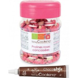 SCRAPCOOKING Pralines Rose Concassées 145 G + 1 Stylo Chocolat
