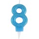 PARIS PRIX Bougie D'anniversaire Paillette chiffre 8 7cm Bleu