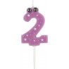 PARIS PRIX Bougie D'anniversaire chiffre 2 5cm Violet