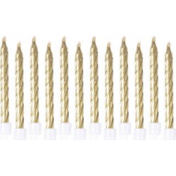 PARIS PRIX Lot De 12 Bougies D'anniversaire métalliques 6cm Or
