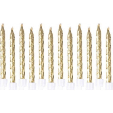 PARIS PRIX Lot De 12 Bougies D'anniversaire métalliques 6cm Or
