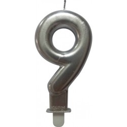 PARIS PRIX Bougie D'anniversaire chiffre 9 7cm Argent