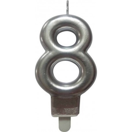 PARIS PRIX Bougie D'anniversaire chiffre 8 7cm Argent