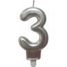 PARIS PRIX Bougie D'anniversaire chiffre 3 7cm Argent