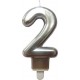 PARIS PRIX Bougie D'anniversaire chiffre 2 7cm Argent