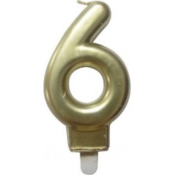 PARIS PRIX Bougie D'anniversaire chiffre 6 7cm Or