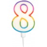 PARIS PRIX Bougie D'anniversaire chiffre 8 10cm Multicolore
