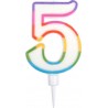 PARIS PRIX Bougie D'anniversaire chiffre 5 10cm Multicolore