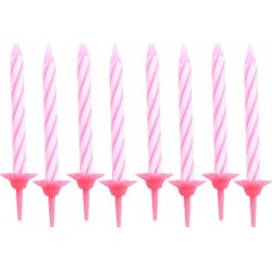 PARIS PRIX Lot De 24 Bougies D'anniversaire support 5cm Rose