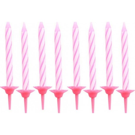 PARIS PRIX Lot De 24 Bougies D'anniversaire support 5cm Rose