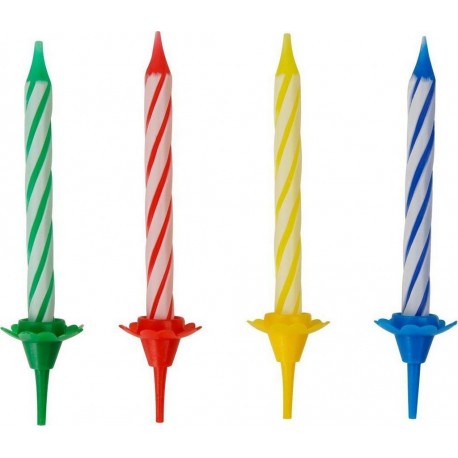 FACKELMANN Lot De 24 Bougies D'anniversaire Et 12 Bobèches Fackelmann Rio Party