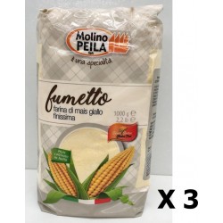 MOLINO PEILA Lot 3x Farine De Maïs Très Fine Sans Gluten Italie Molino Peila Paquet 1Kg