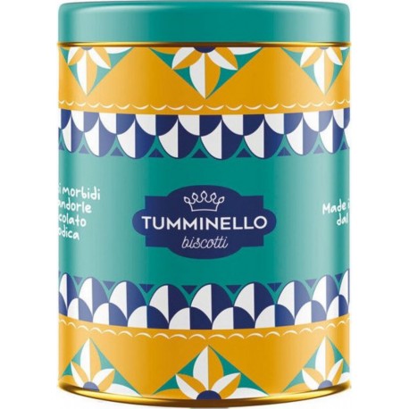 BISCOTTI TUMMINELLO Boîte En Métal Alfeo Avec Cantucci Biscuits Moelleux Siciliens Aux Amandes Et Au Chocolat De Modica Igp 250