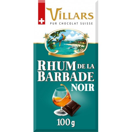 VILLARS Tablette de Chocolat Noir Rhum Ambré de la Barbade