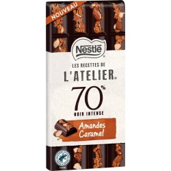 NESTLE LES RECETTES DE L'ATELIER Tablette de Chocolat Noir Amandes Caramel