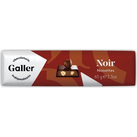 GALLER CHOCOLATIER Chocolat Bâton noir Fourré aux Noisettes