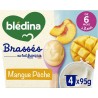 BLEDINA Dessert lacté bébé dès 6 mois Mangue Pêche Brassés