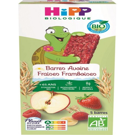 HIPP BIOLOGIQUE Barres dès 12 mois Avoine Fraises Framboises Bio