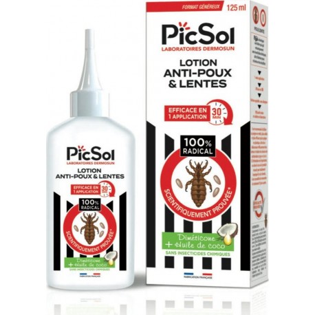 PICSOL Shampoing Anti Poux Et Lentes Diméticone Et Huile De Coco Sans Insecticides Chimiques