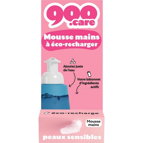 900.CARE Savon Mousse Mains à éco-recharger Peaux Sensibles