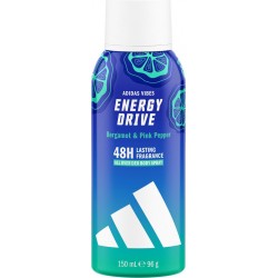 ADIDAS Déodorant Spray homme Bergamot et Pink Pepper Energy Drive Vibes 48H Lasting Fragrance