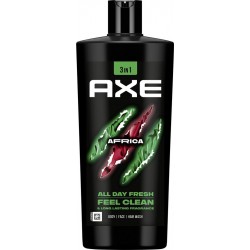 AXE Gel douche Homme Corps Visage Cheveux Mandarine Bois de Santal 3 en 1 Africa