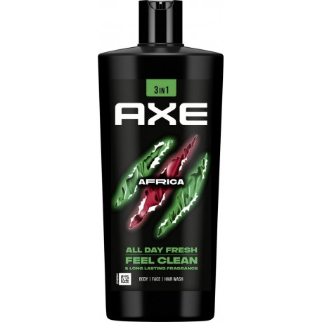 AXE Gel douche Homme Corps Visage Cheveux Mandarine Bois de Santal 3 en 1 Africa