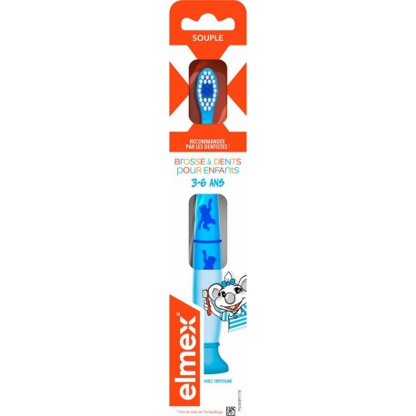 ELMEX Brosse à Dents Souple Enfants 3-6 Ans Avec Ventouse