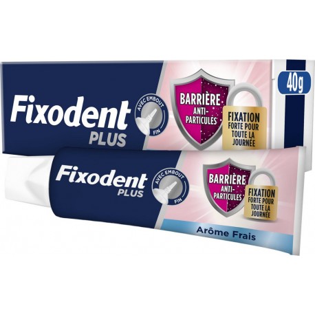 FIXODENT Crème Adhésive pour Prothèses Barrière Anti-Particules + Fixation Forte pour toute la journée FIXODODENT