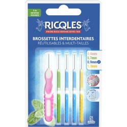 RICQLES Brossettes Interdentaires Réutilisables Multi-Tailles Tête Flexible Nettoyage Précis