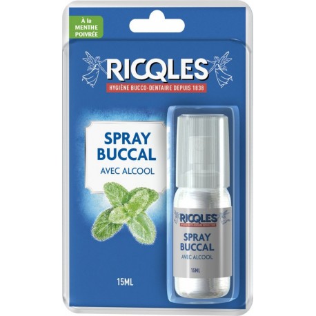 RICQLES Spray Buccal avec Alcool à la Menthe Poivrée
