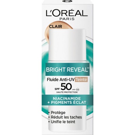 L'OREAL PARIS Crème solaire Visage Spf 50 Anti-tâches Teinte Claire Bright Reveal