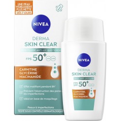 NIVEA Crème solaire Fluide Visage Spf 50+ Anti-UV Quotidien Matifiant Peaux À Imperfections Derma Skin Clear